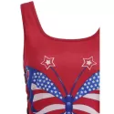 Lace-up American Flag Print Tank Top - Red