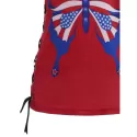 Lace-up American Flag Print Tank Top - Red