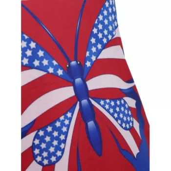 Lace-up American Flag Print Tank Top - Red