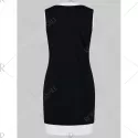 ace Up Contrasting Trim Dress With Cami Dress - Black