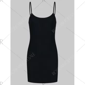 ace Up Contrasting Trim Dress With Cami Dress - Black