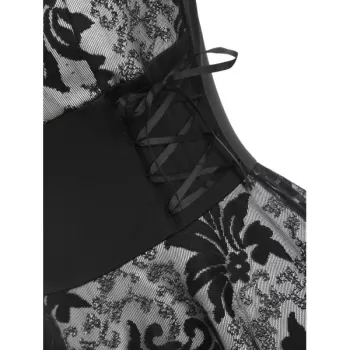 Lace Up Empire Waist Dip Hem Party Dress - Black