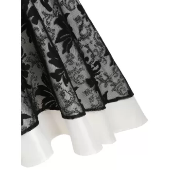 Lace Up Empire Waist Dip Hem Party Dress - Black