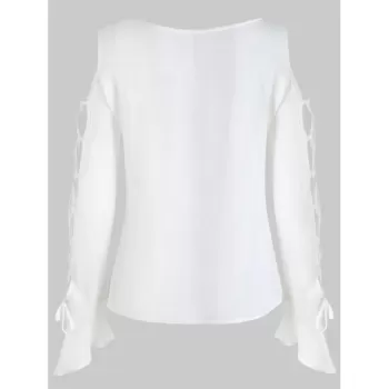 Lace Up Lace Insert Top - White