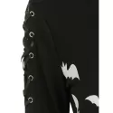 ace Up ong Sleeves Halloween Bat Sweatshirt - Black