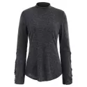Lace Up ock Neck Sweater - Dark Gray