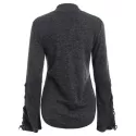 Lace Up ock Neck Sweater - Dark Gray