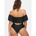 Lace Up Open Back Swimsuit - Black