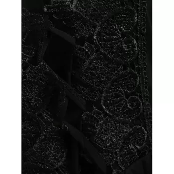 Lace Up Plunge Lace Insert Top - Black