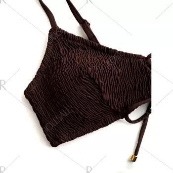 Lace-up hirred Bikini et - Deep Brown