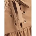 Lace Up olid Tie houlder A Line Dress - Brown ugar