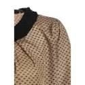 Ladylike Double Lace With Belt Collar Polka Dot Deisgn Long Sleeves Blended Women's Blouse - Coffee One Size(fit Size Xs To