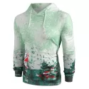 Landscape Print Pullover Hoodie - int Green