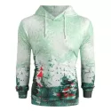 Landscape Print Pullover Hoodie - int Green