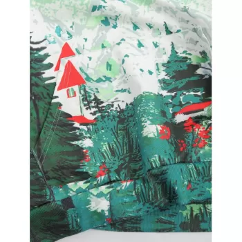 Landscape Print Pullover Hoodie - int Green