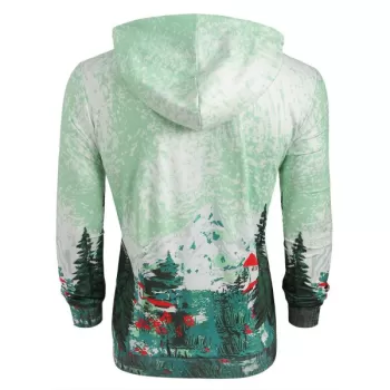 Landscape Print Pullover Hoodie - int Green