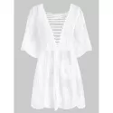 Lattice Crochet Longline Cover Up - White One