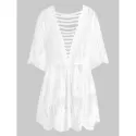 Lattice Crochet Longline Cover Up - White One