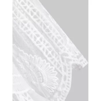 Lattice Crochet Longline Cover Up - White One