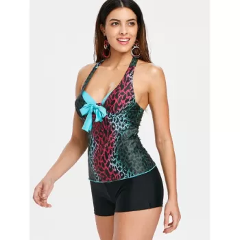 Leopard oulded Tankini Set - Black