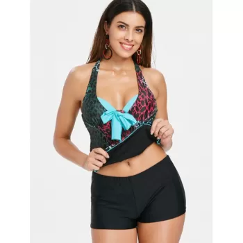 Leopard oulded Tankini Set - Black
