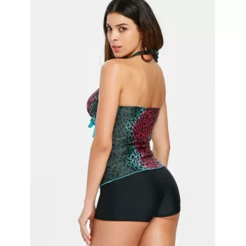 Leopard oulded Tankini Set - Black