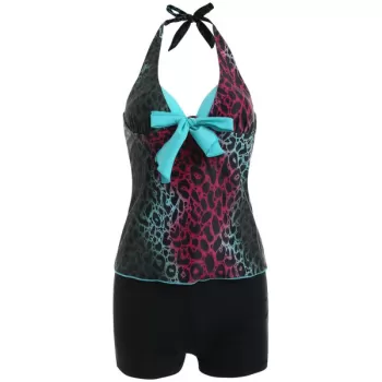Leopard oulded Tankini Set - Black