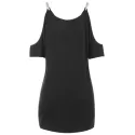 eopard Print Cut Out Shoulder Slim Dress - Black