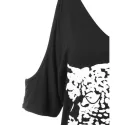 eopard Print Cut Out Shoulder Slim Dress - Black