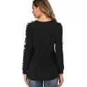 Leopard Print Round Neck Pocket Tee - Black