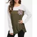Leopard Two Tone Twist Knitted Top - Camouflage Green