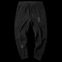 Letter Lines Print Pockets Drawstring Elastic Jogger Pants - Black