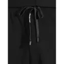 Letter Lines Print Pockets Drawstring Elastic Jogger Pants - Black