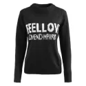 Letter Print Knit Sweater - Black One
