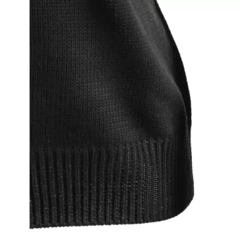 Letter Print Knit Sweater - Black One