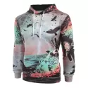 Lightning Birds Hands Print Long Sleeve Hoodie -