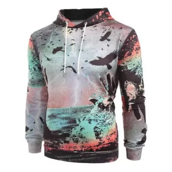 Lightning Birds Hands Print Long Sleeve Hoodie -