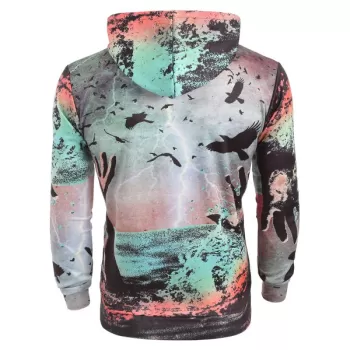 Lightning Birds Hands Print Long Sleeve Hoodie -