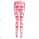 Lip Print Bodycon Leggings - Pink