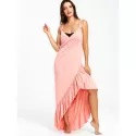 Long Flounce Wrap Cover Up Dress - Light Pink