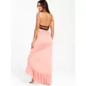 Long Flounce Wrap Cover Up Dress - Light Pink