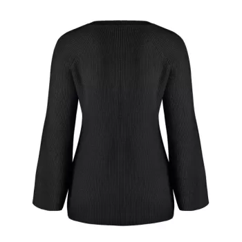 Long Sleeve Asymmetrical Sweater - Black