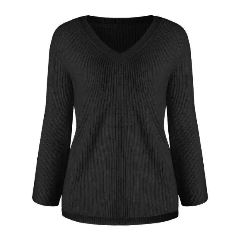 Long Sleeve Asymmetrical Sweater - Black