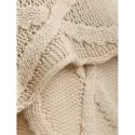 ong Sleeve Cable Knit Sweater with Scarf - Beige