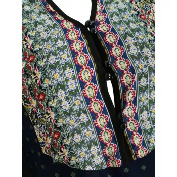 Long leeve Casual Print Dress - Midnight Blue