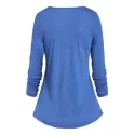 Long Sleeve Cowl Collar Space Dye T Shirt - Cornflower Blue