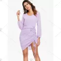Long leeve Drawstring Dress - Mauve