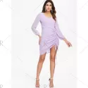 Long leeve Drawstring Dress - Mauve