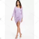 Long leeve Drawstring Dress - Mauve