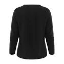 Long Sleeve Floral Embroidered T-shirt - Black